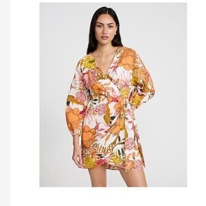 Express Floral Mini Dress - Orange, Pink, White